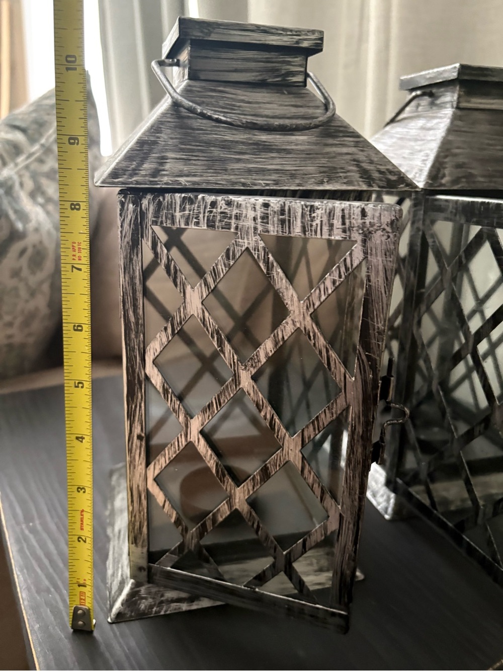 Rustic Black and White Decorative Lantern by